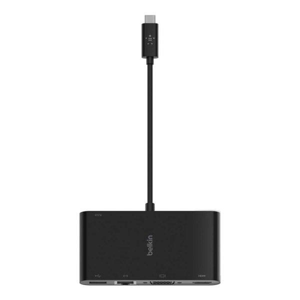 Belkin USB-C Multimedia + Charge Adapter (GBE - HDMI - VGA - USB-A) - Black
(100W PD) - Black