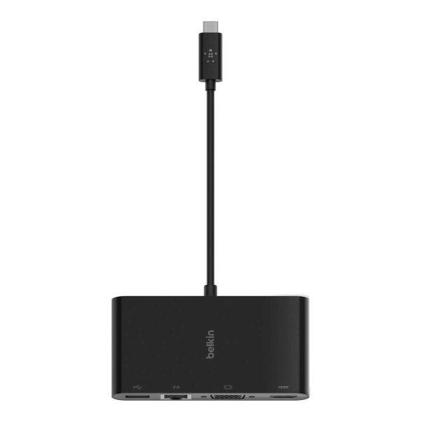 Belkin USB-C Multimedia Adapter (GBE - HDMI - VGA - USB-A) - Black
