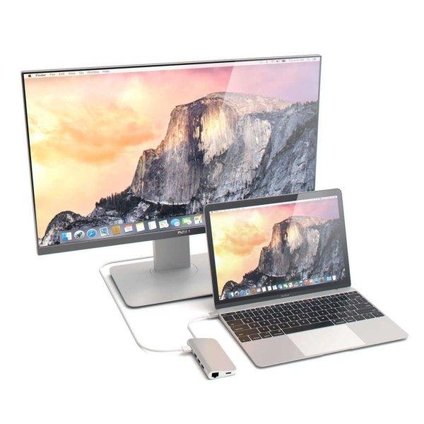 Satechi Aluminium Type-C Multi-Port Adapter (HDMI 4K,3x USB
3.0,MicroSD,Ethernet) - Silver