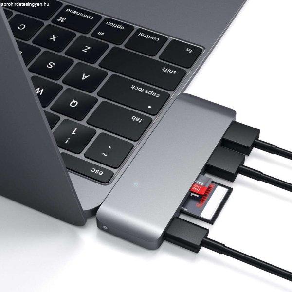 Satechi Aluminium Type-C Passthrough USB Hub (3x USB 3.0,MicroSD) - Space Grey