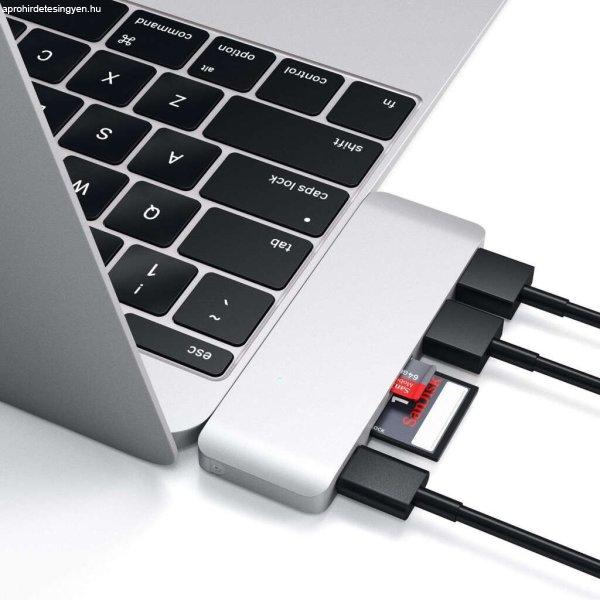Satechi Aluminium Type-C Passthrough USB Hub (3x USB 3.0,MicroSD) - Silver