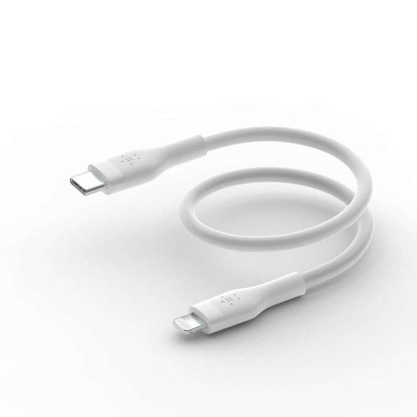Belkin BOOST CHARGE Flex Silicone cable USB-C to Lightning - 2M - White