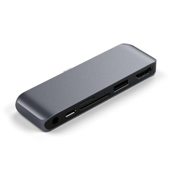 Satechi USB-C Mobile Pro HUB SD (1x USB-C PD,1x 4K HDMI,1x USB 3.0, MicroSD,
3.5mm audio) - Grey