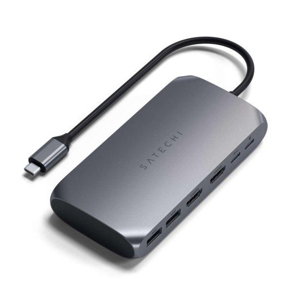 Satechi Aluminium USB-C Multimedia Adapter M1 (1x4K HDMI output 60Hz,1x4K HDMI
output 30Hz,1xUSB-C PD 85W,1xUSB-C data,2xUSB-A) - Grey