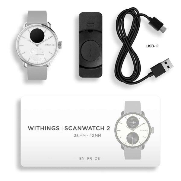 Withings Scanwatch 2 / 38mm (Activity, Sleep Tracker, ECG, Temperature, SPO2 /
Stainless steel, fkm wristband, sapphire glass) - White