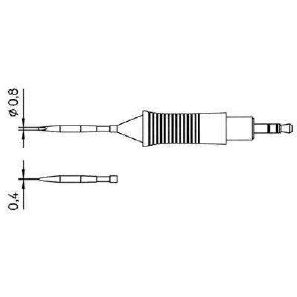 Weller RT8 WMRP mikro pákához hosszú, keskeny, kétoldalt csapott, véső
formájú pákahegy, forrasztóhegy 0.8 mm