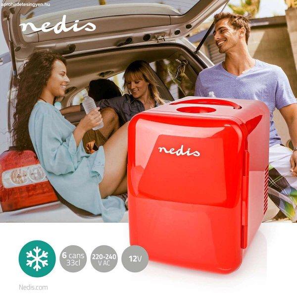 NEDIS autós hűtszekrény, Hordozható mini hűtőszekrény 4 l | 12 V DC / 100
- 240 V AC | Piros KAFR120CRD