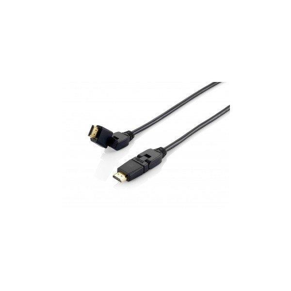 Equip EQUIP119362 HDMI 2.0 kábel, apa/apa, 4K/60 Hz, aranyozott, forgatható
csatlakozók, fekete, 2 m