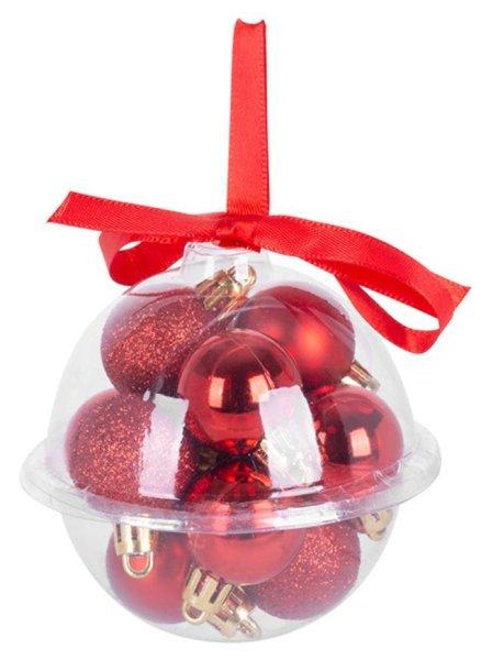 MagicHome karácsonyi gömbök, 12 db, 3 cm, piros, karácsonyfára