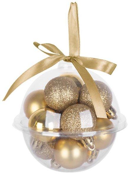 MagicHome karácsonyi gömbök, 12 db, 3 cm, arany, karácsonyfára