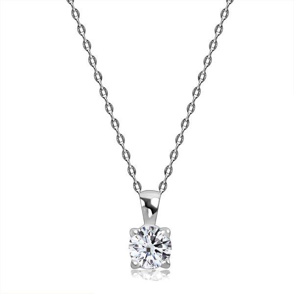 Gyémánt 585 fehér arany nyaklánc - briliáns csiszolású gyémánt, finom
lánc