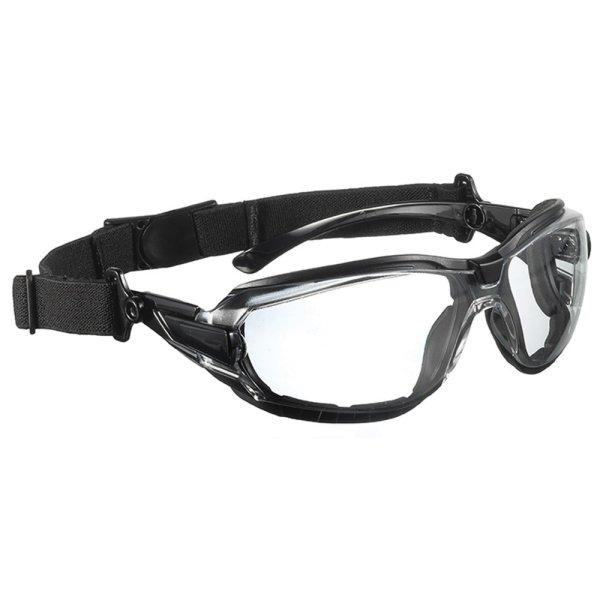 Technilux - víztiszta páram. szemüveg szárral+gumipánt (Fekete)