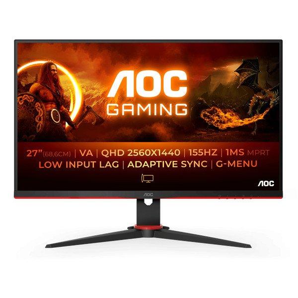 AOC Gaming 155Hz VA monitor 27" Q27G2E/BK, 2560x1440, 16:9, 250cd/m2, 1ms,
2xHDMI/DisplayPort