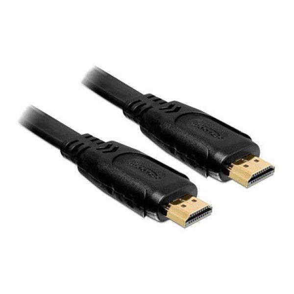 Delock HDMI 1.4 -> HDMI 1.4 M/M video kábel 2m fekete lapos kivitel