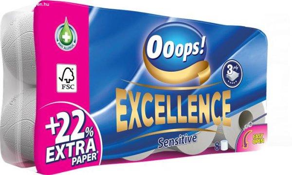 Toalettpapír, 3 rétegű, kistekercses, 8 tekercs, OOOPS "Excellence"