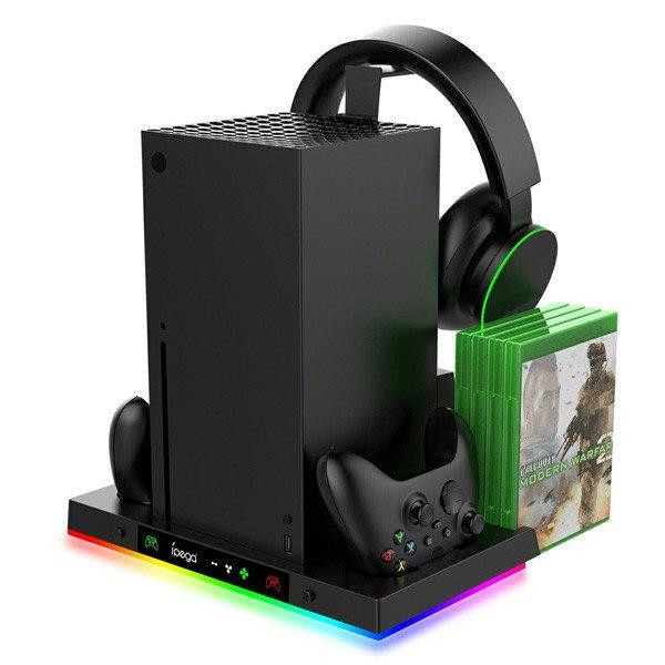 iPega XBX023S Többfunkciós RGB töltőállvány hűtéssel Xbox Series X
számára, fekete