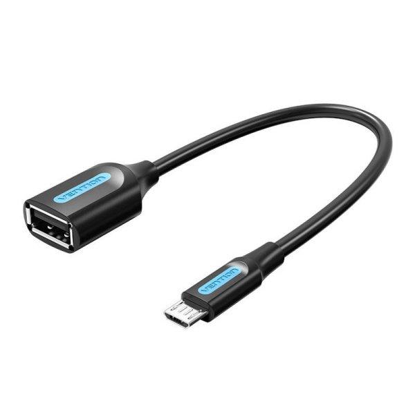 Adapter Micro-USB 2.0 M to F USB-A OTG Vention CCUBB 0.15m (Fekete)