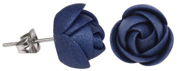 Troli Kék csillogó fülbevaló kisebb virágokkal