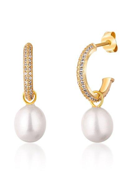JwL Luxury Pearls Gyönyörű aranyozott karika fülbevaló
valódi gyöngyökkel 2 az 1-ben JL0771