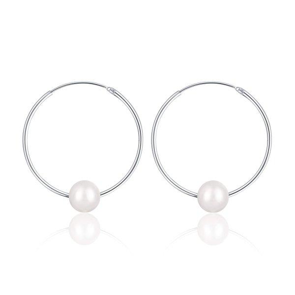 JwL Luxury Pearls Karika ezüst fülbevaló fehér
igazgyönggyel JL0633