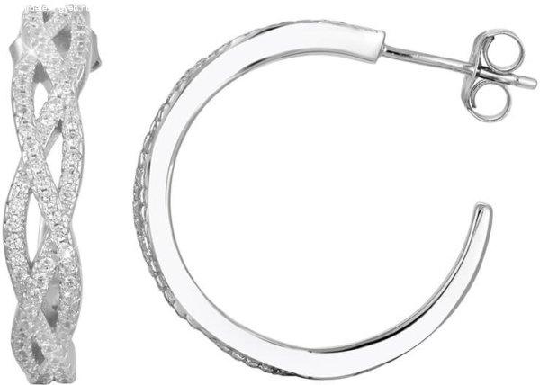 Beneto Luxus ezüst karika fülbevaló kristályokkal AGUP1173