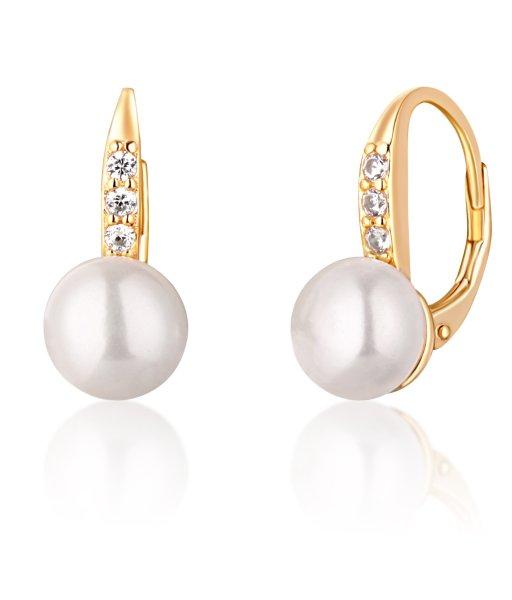JwL Luxury Pearls Sárga aranyozott fülbevaló
gyöngyökkel és cirkónium kövekkel JL0769