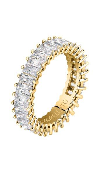 Morellato Csillogó aranyozott gyűrű színtiszta
cirkónium kövekkel Baguette SAVP090 58 mm