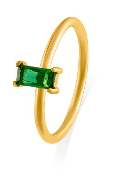 Troli Bájos aranyozott gyűrű zöld cirkónium
kővel 60 mm