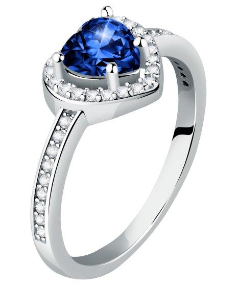 Morellato Csillogó ezüst Szív gyűrű kék
cirkónium kövekkel Tesori SAVB150 52 mm
