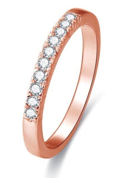 Beneto Rózsaszín aranyozott ezüst gyűrű
kristályokkal AGG188 56 mm