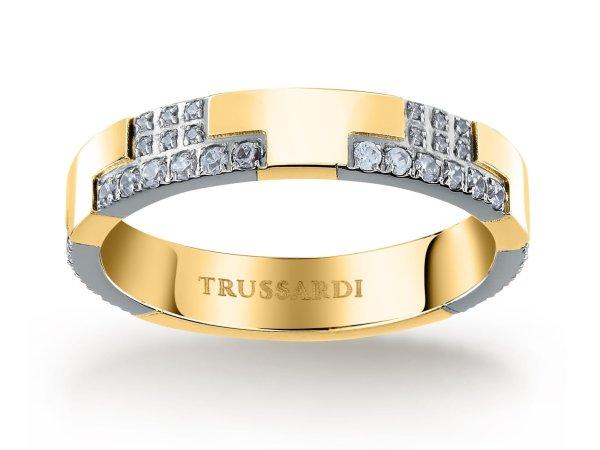 Trussardi Csillogó bicolor acél gyűrű T-Logo TJAXC39 58 mm