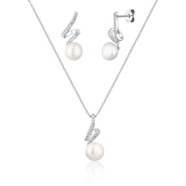 JwL Luxury Pearls Elegáns ékszer szett valódi
gyöngyökkel és cirkóium kövekkel JL0746 (lánc,
medál, fülbevaló)