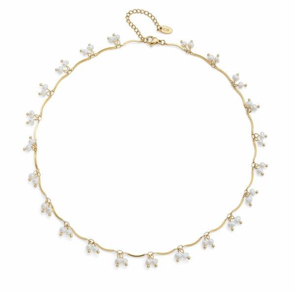 Oliver Weber Gyönyörű aranyozott nyaklánc
gyöngyökkel Kurozome Silky Pearls 12312G