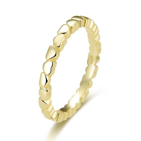 Beneto Aranyozott ezüst gyűrű szívvel AGG344-GOLD 52 mm