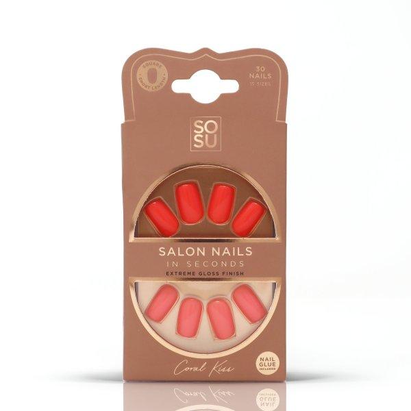 SOSU Cosmetics Műkörmök Coral Kiss (Salon Nails) 30 db
