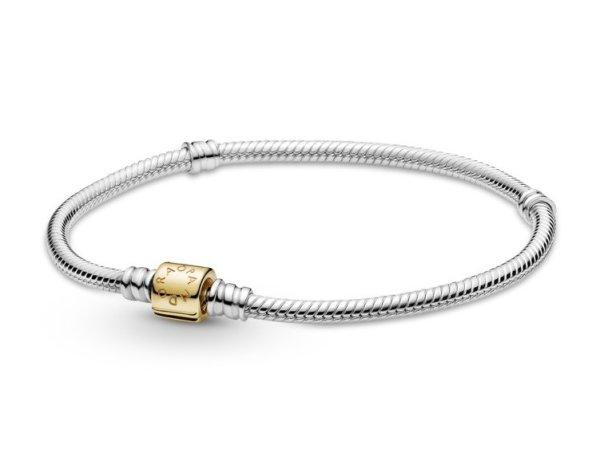 Pandora Elegáns ezüst karkötő arany csattal 599347C00 20 cm