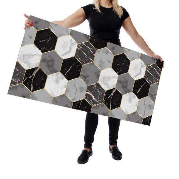 Wallplex falburkoló konyhapanel Hexagon szürke fekete (Méret: Nagy 60x240)
