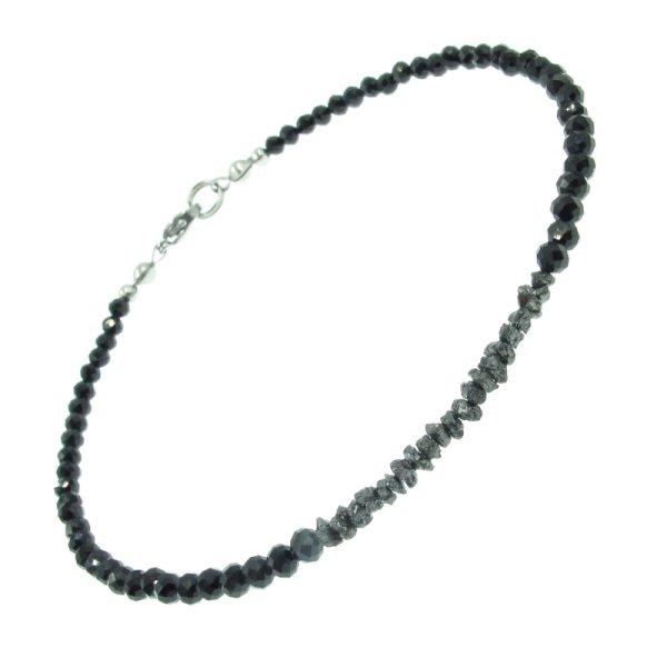 Természetes fekete gyémánt & spinel karkötő