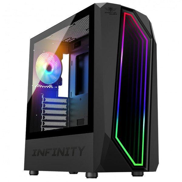 Spirit of Gamer Számítógépház - INFINITY Black (fekete, ablakos, 8x12cm
ventilátor, alsó táp, ATX, 1xUSB3.0, 2xUSB2.0)