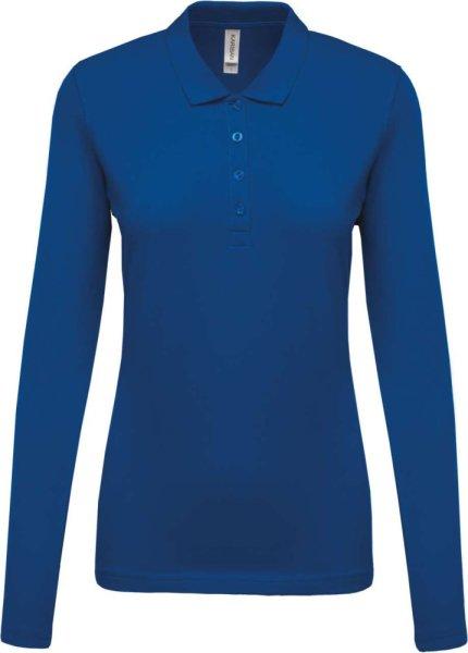 Női galléros hosszú ujjú piké póló, Kariban KA257, Light Royal Blue-XS