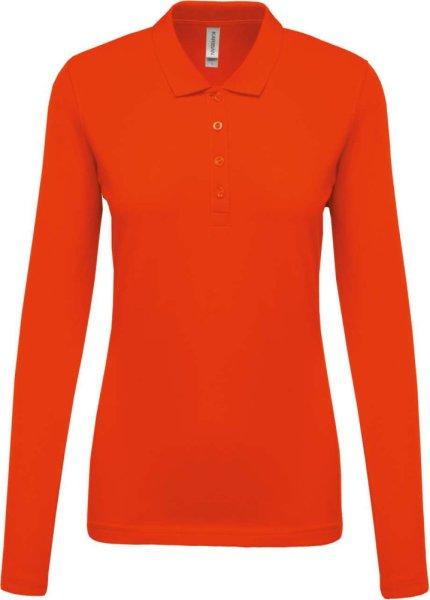 Női galléros hosszú ujjú piké póló, Kariban KA257, Orange-L
