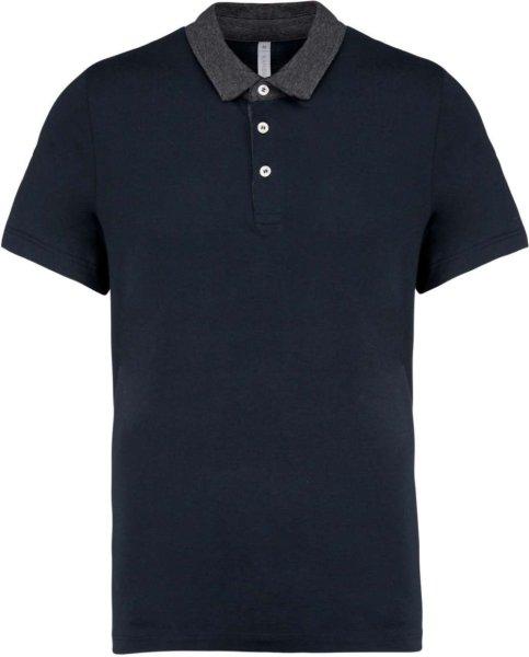 Férfi galléros jersey póló, kontrasztos gallérral, Kariban KA260, Navy/Dark
Grey Heather-3XL