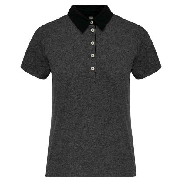 Női galléros jersey póló, kontrasztos gallérral, Kariban KA261, Dark Grey
Heather/Black-XS