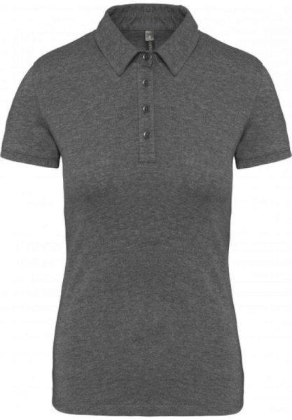 Női galléros rövid ujjú jersey póló, Kariban KA263, Grey Heather-L