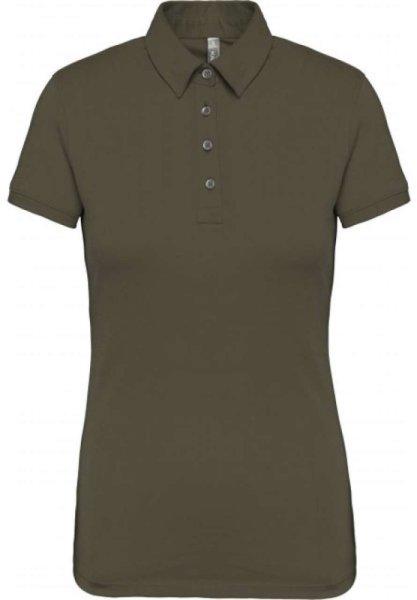 Női galléros rövid ujjú jersey póló, Kariban KA263, Light Khaki-2XL