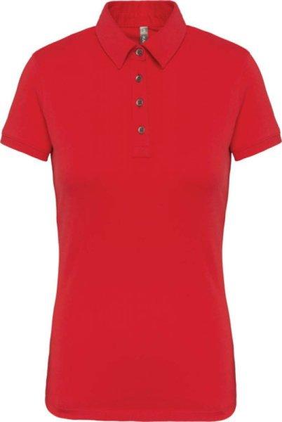 Női galléros rövid ujjú jersey póló, Kariban KA263, Red-2XL