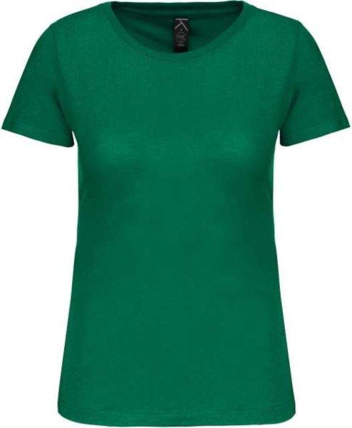 Női organikus kereknyakú rövid ujjú póló, Kariban KA3026IC, Kelly Green-XL