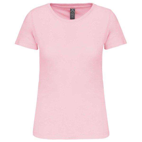 Női organikus kereknyakú rövid ujjú póló, Kariban KA3026IC, Pale Pink-2XL