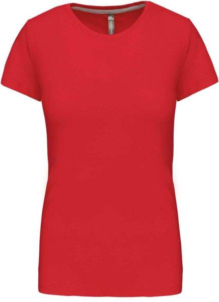 Női rövid ujjú környakas pamut póló, Kariban KA380, Red-S