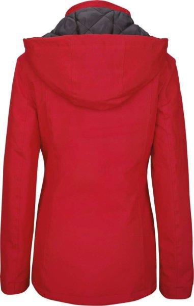 Női levehető kapucnis bélelt kabát, Kariban KA6108, Red-2XL
